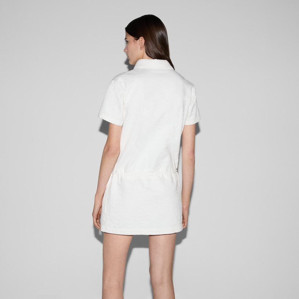 GG jacquard denim dress in white | GUCCI® US