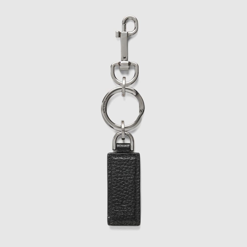 Keychain with Gucci logo in black leather | GUCCI® GR