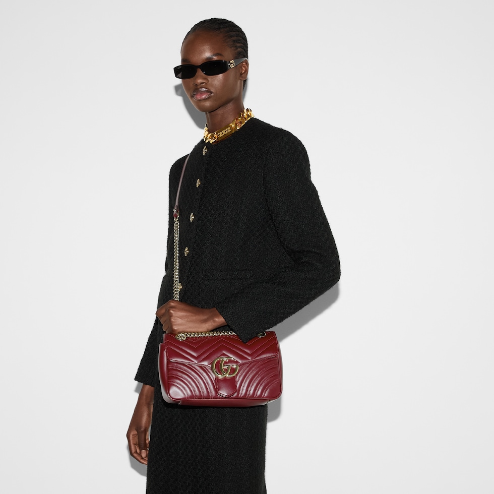 Gucci Body Double Lock Handbag Rosso Ancora Red Embossed Leather 248136