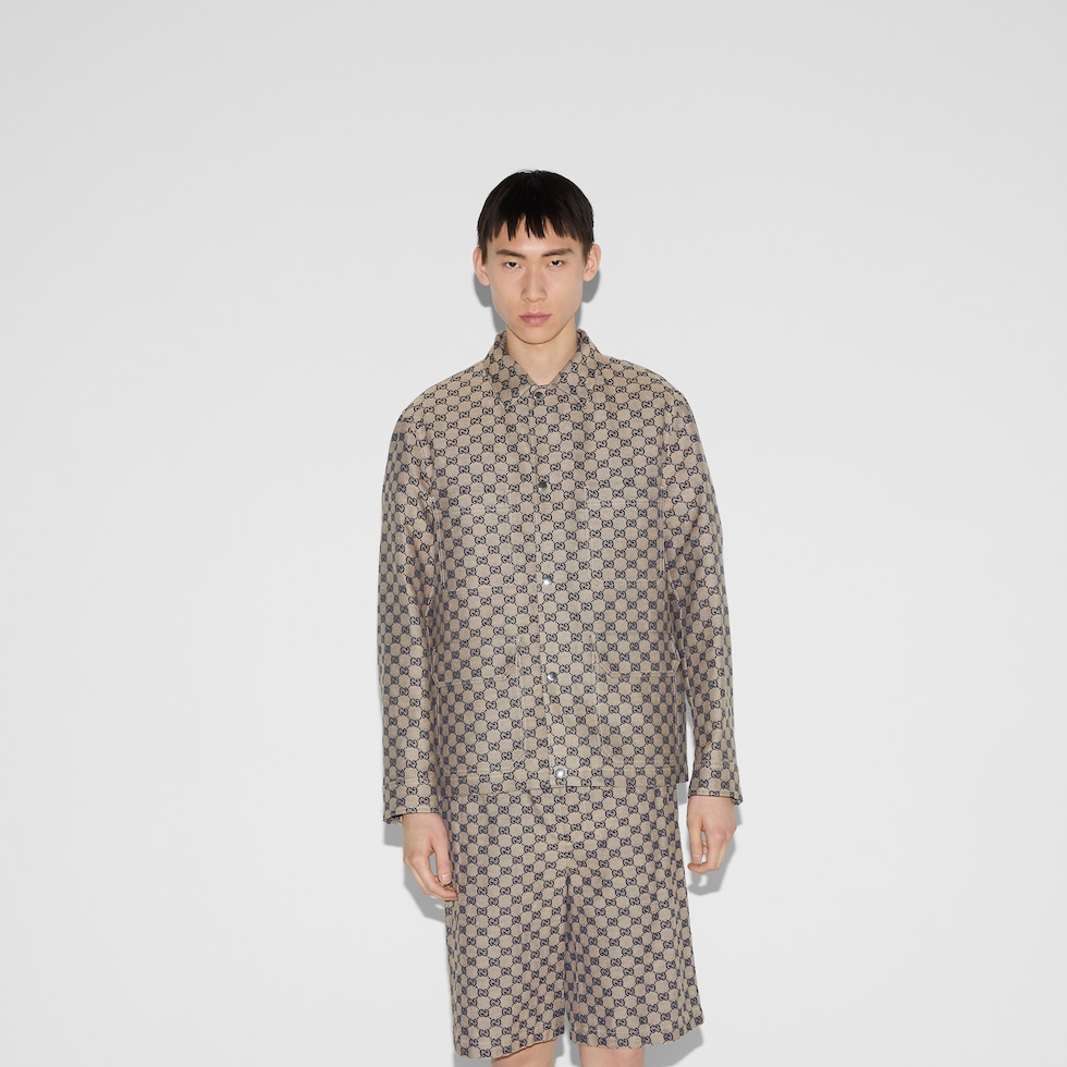 Gucci GGパターン ベージュジャケット サイズ54 Gucci グッチ GGパターン キャンバス ジャケット - FARFETCH