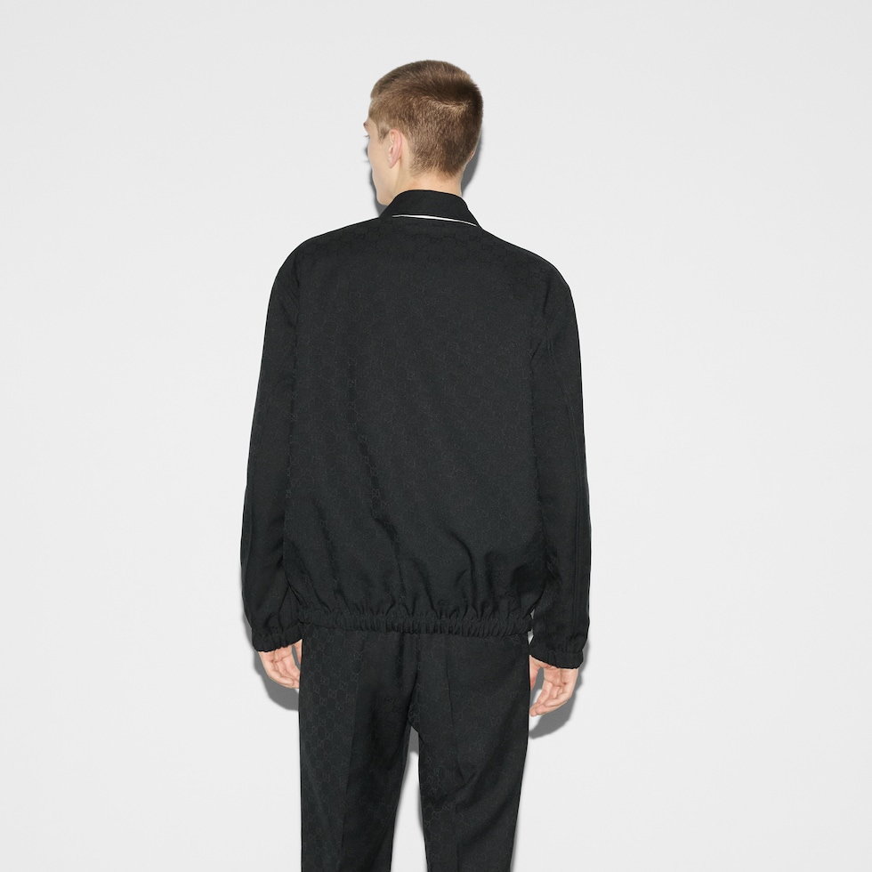 Reversible GG polyester jacket in navy and ivory | GUCCI® US