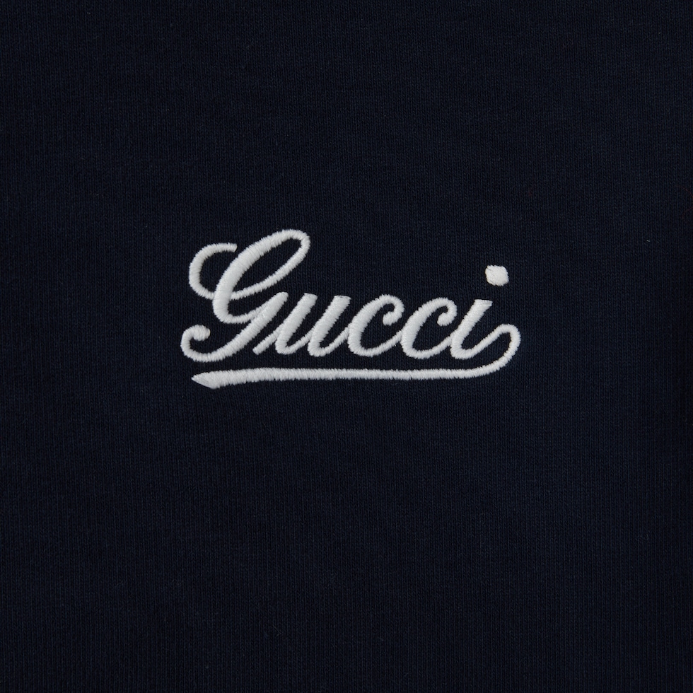 Cotton jersey hooded sweatshirt in blue navy | GUCCI® US