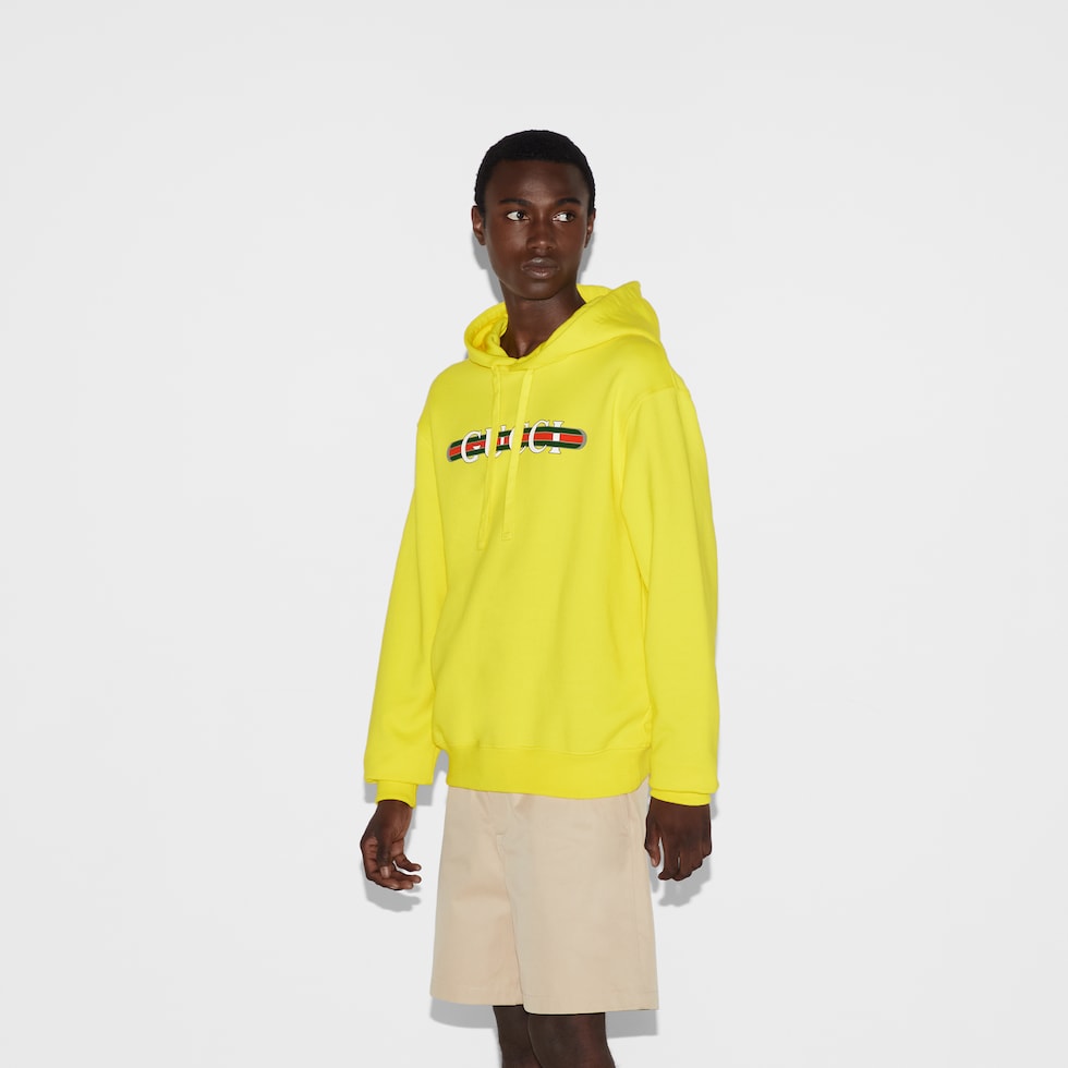 Cotton jersey hooded sweatshirt in yellow GUCCI TR