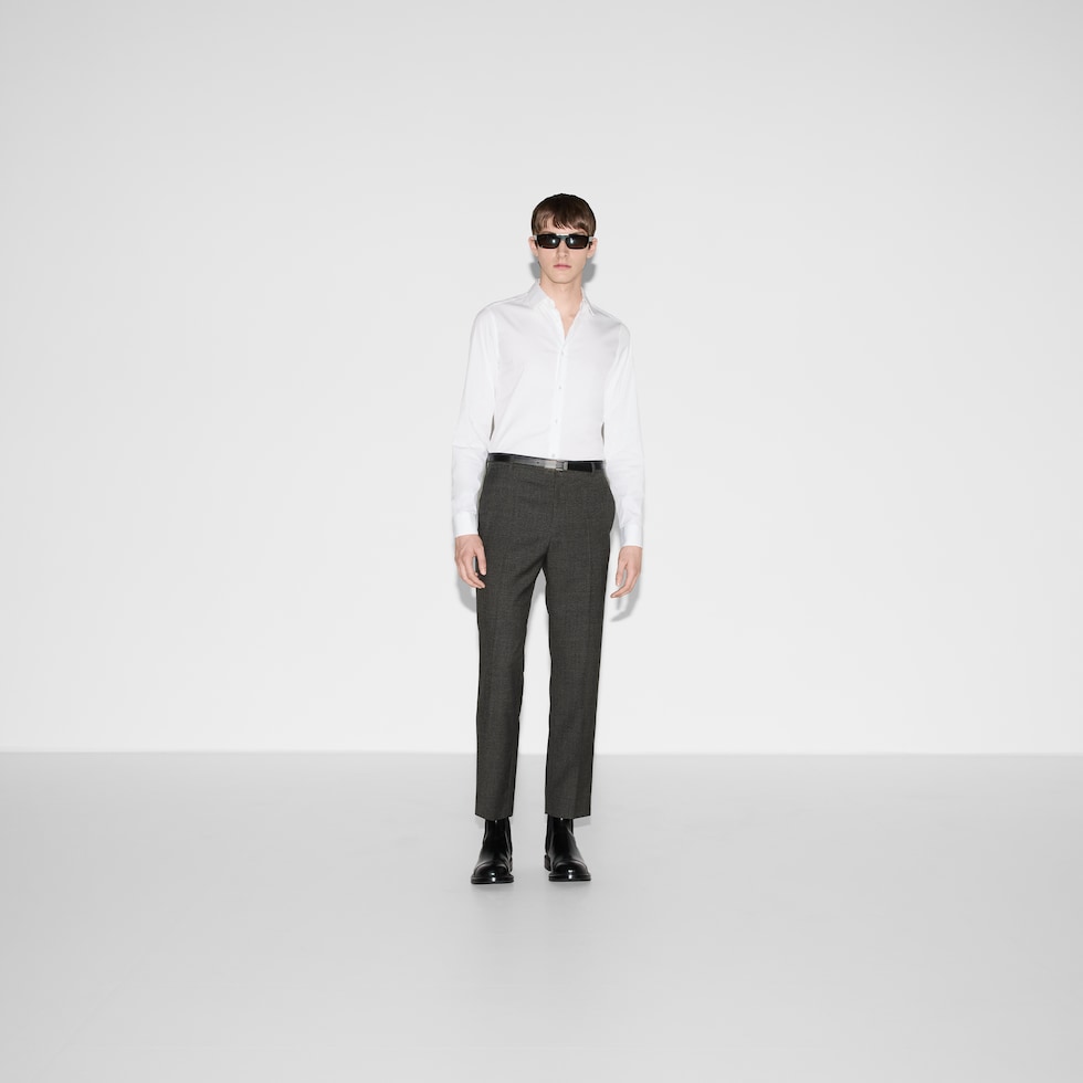Stretch cotton poplin shirt in white | GUCCI® US Stretch cotton poplin shirt in white | GUCCI® US