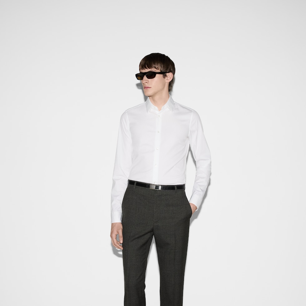 Tシャツ・カットソー GUCCI FW24 STRETCH COTTON POPLIN SHIRT (791735 262429000) Stretch cotton poplin shirt in white | GUCCI® US