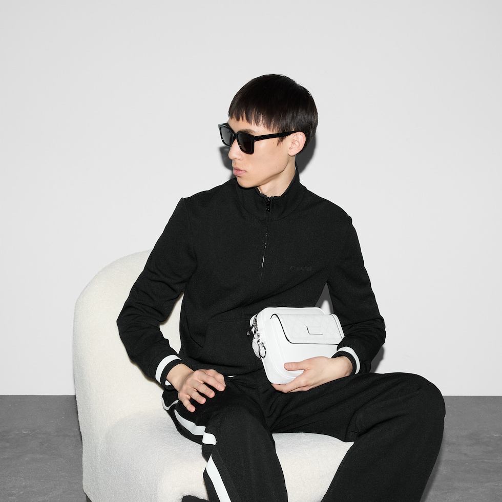 Technical jersey zip jacket in black | GUCCI® SE