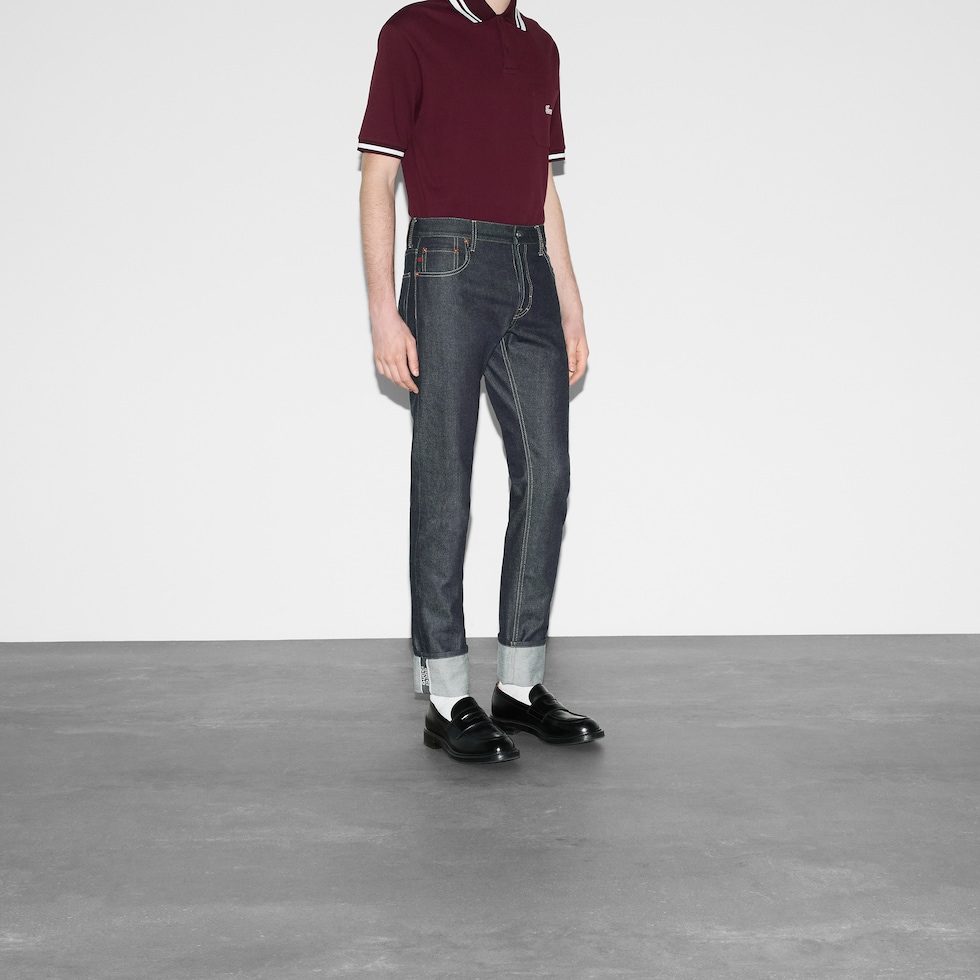 日本製セルビッチデニム パンツダークブルー | GUCCI公式 日本製セルビッチデニム パンツダークブルー | GUCCI公式