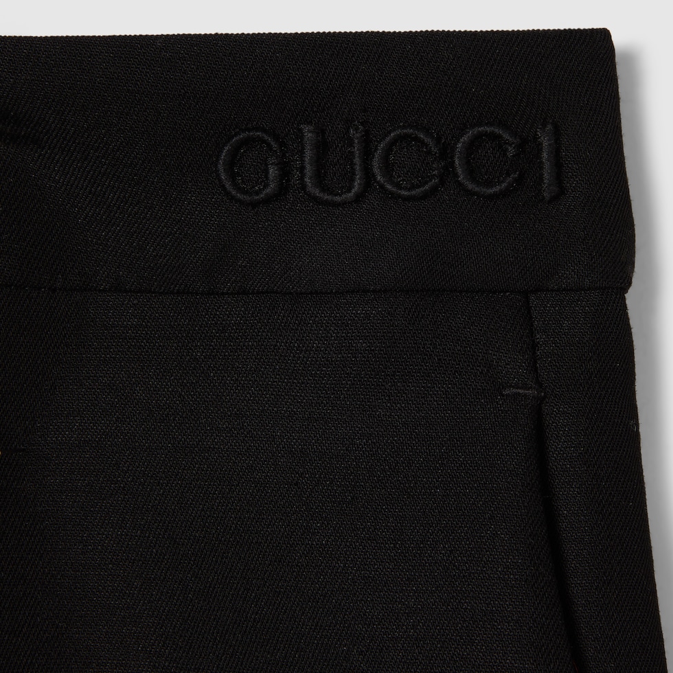 【関税込み】gucci Logo embroidery Wool pants Gucci logo-embroidered Wool Trousers | Grey | FARFETCH BH