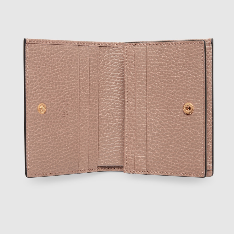 GG Marmont card case wallet in dusty pink leather and GG Supreme 