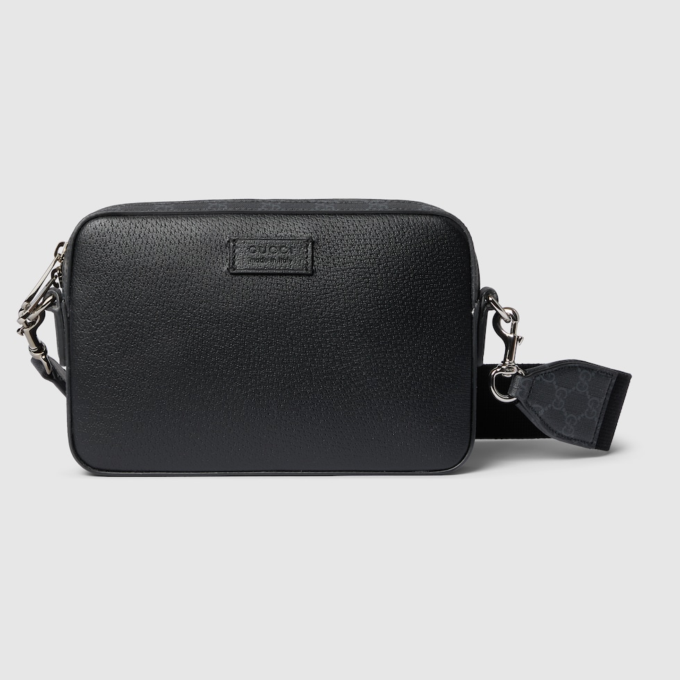 Small GG crossbody bag with tag in black leather GUCCI Canada