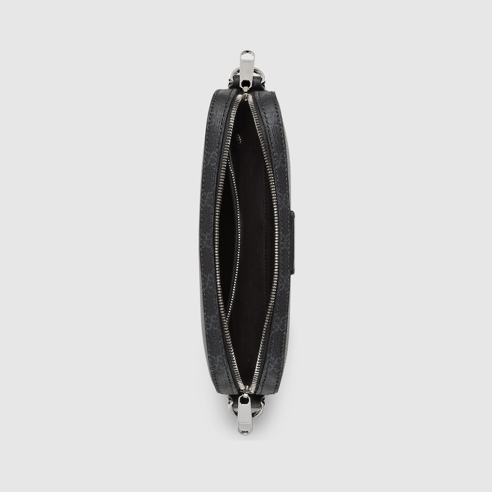GG Supreme small crossbody bag in black leather | GUCCI® US