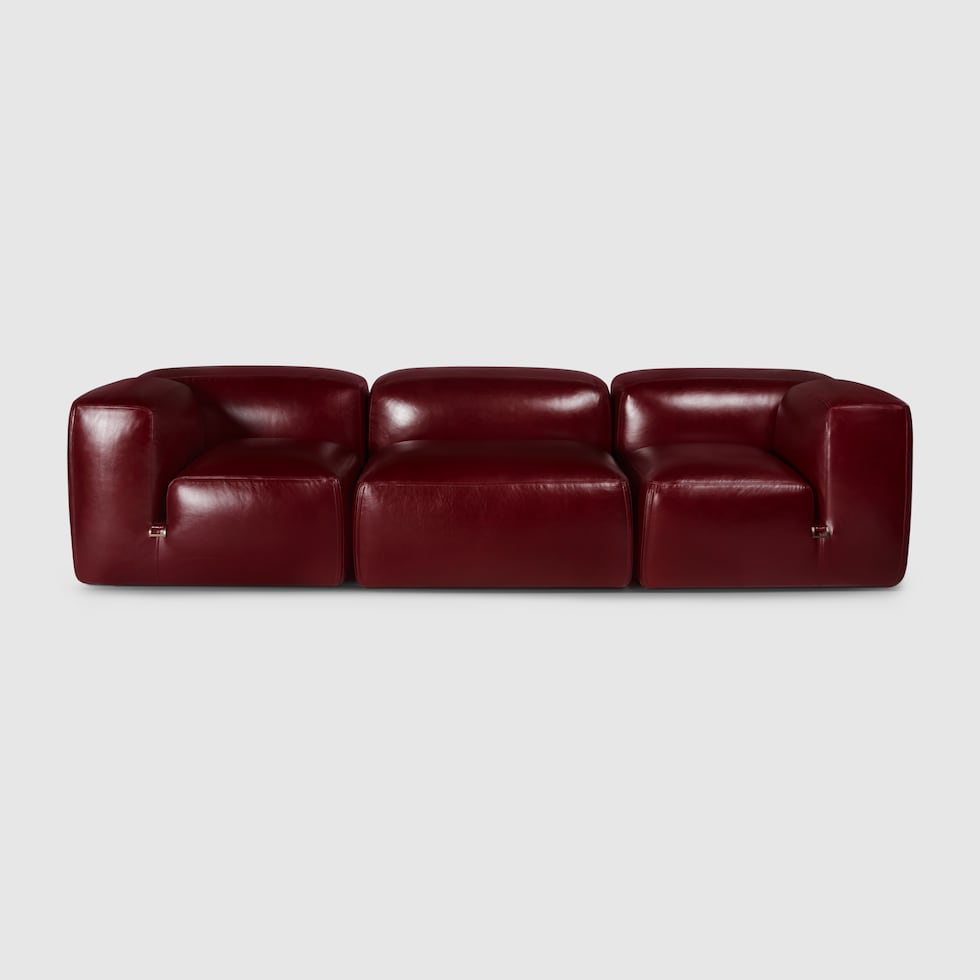 Tacchini x Gucci 'Le Mura' sofa in Rosso Ancora red leather