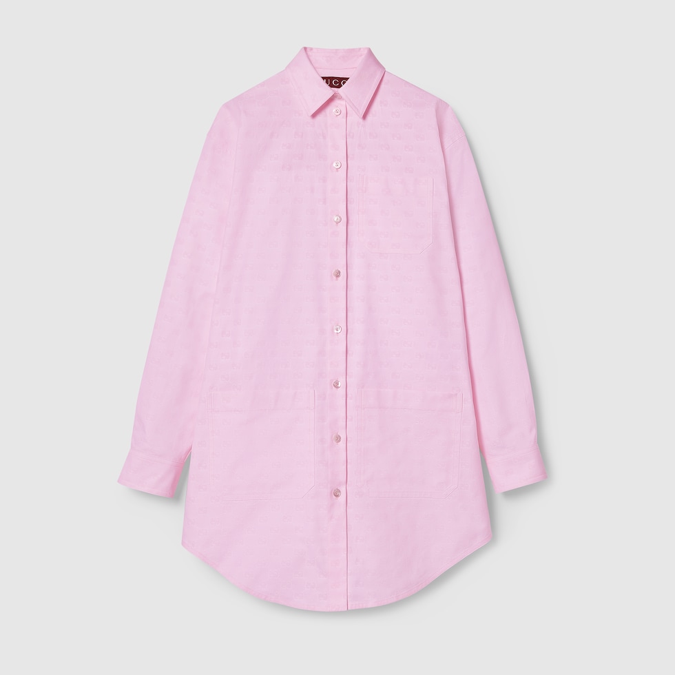 Chemise en coton Oxford GG Supreme en rose clair GUCCI BE