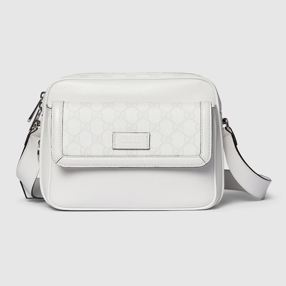 Small GG crossbody bag with tag in white leather GUCCI Australia
