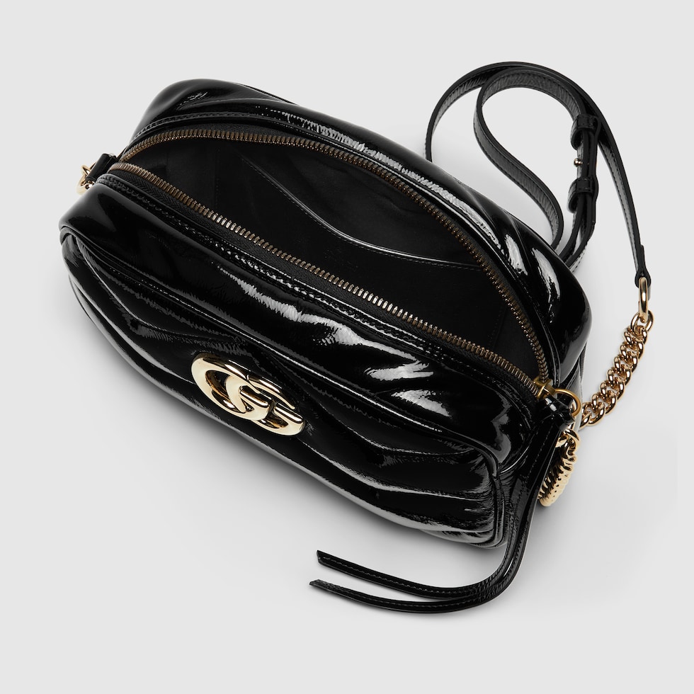 GG Marmont small shoulder bag in black patent leather GG Marmont small shoulder bag in black patent leather