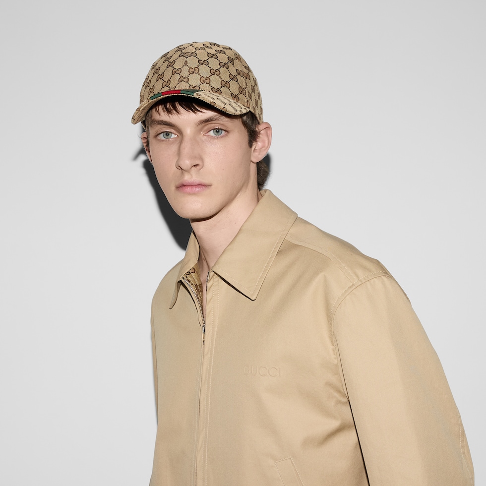 Cotton twill jacket with Web in sand | GUCCI® SG Cotton twill jacket with Web in sand | GUCCI® SG