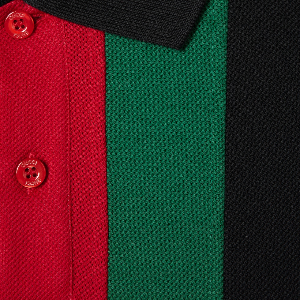 Cotton polo shirt with Web in black | GUCCI® US