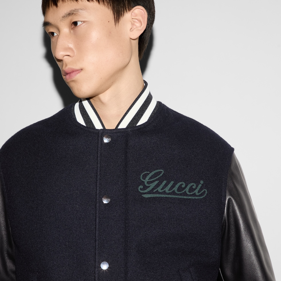 Gucci Monogrammed Padded Wool-felt Bomber Jacket in Green