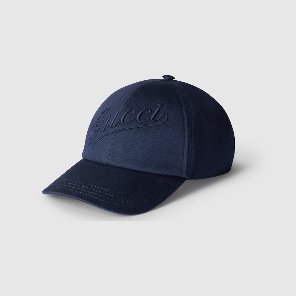 Cappellino da baseball in cotone con ricamo in blu scuro GUCCI CH