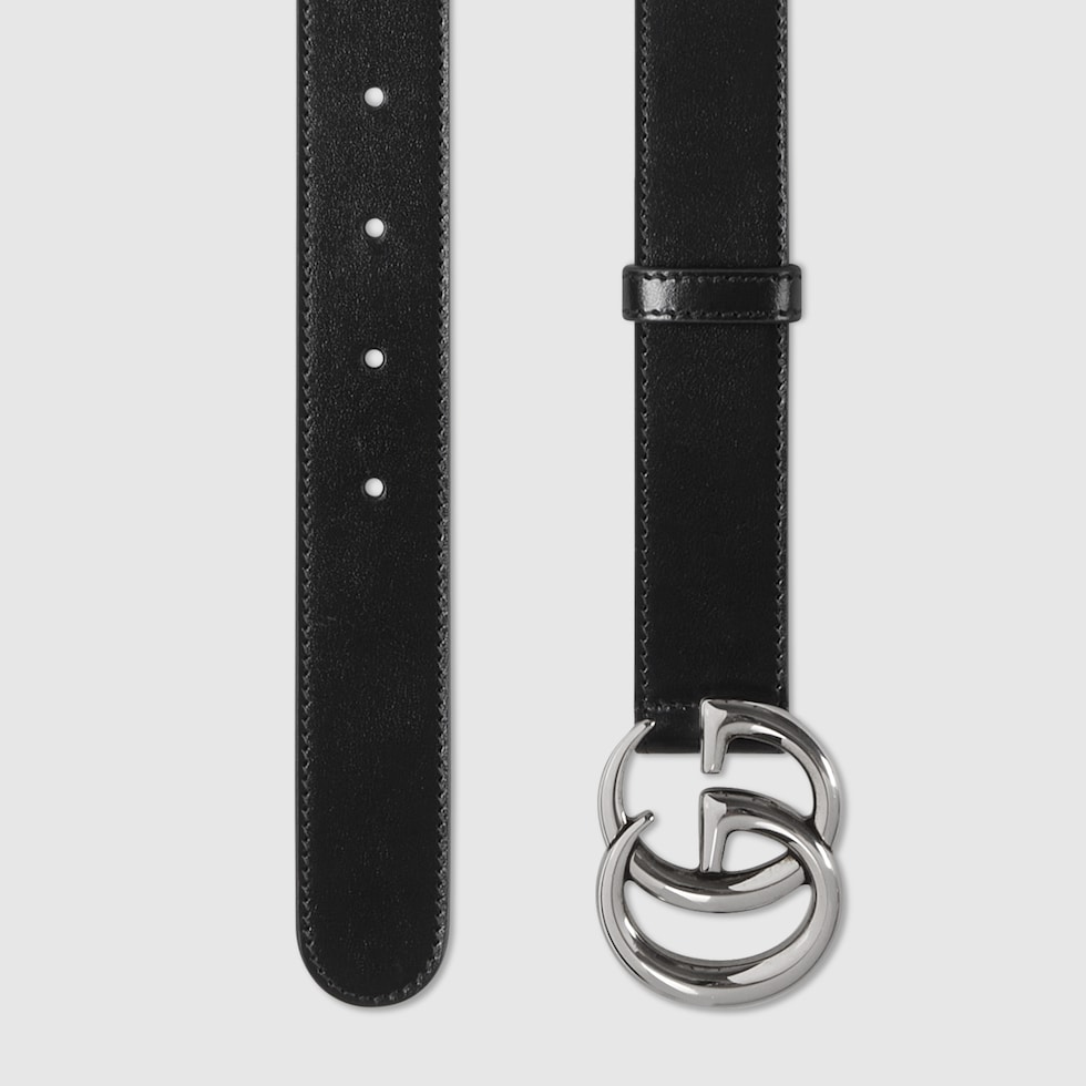 GG Marmont thin belt in black leather | GUCCI® US