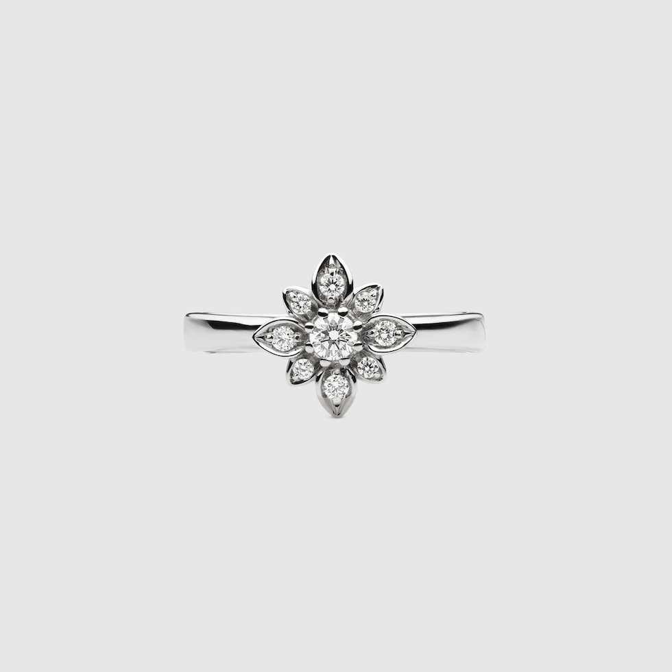 Bague avec diamant 18 carats Gucci Flora en Or blanc 18 carats GUCCI FR
