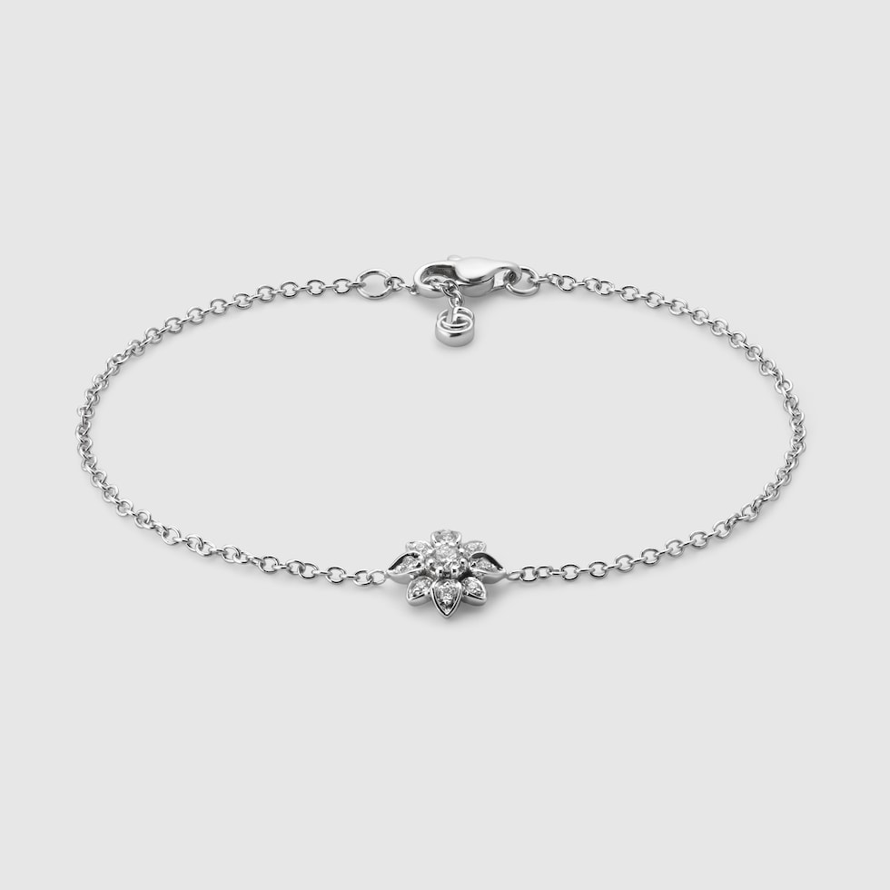 Gucci Flora 18k diamond chain bracelet in 18k white gold GUCCI Canada