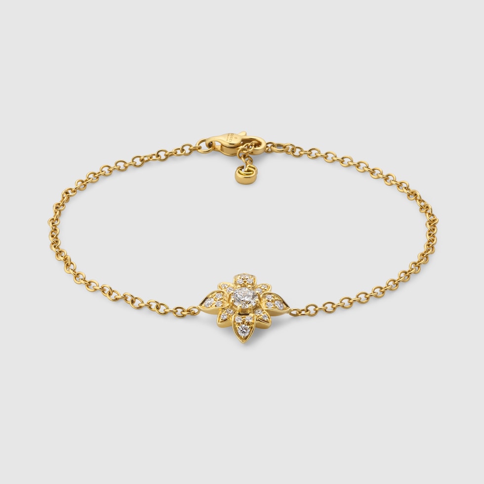Gucci Flora 18k diamond chain bracelet in 18k yellow gold GUCCI UK