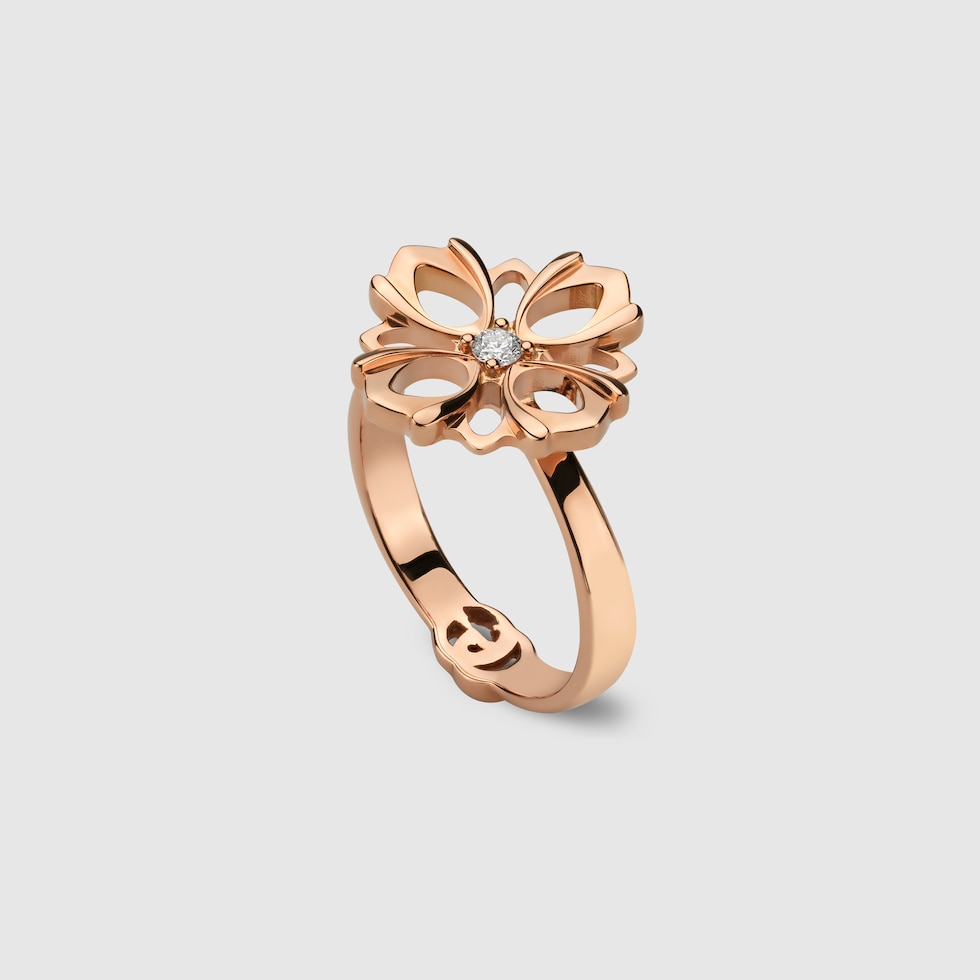Anello Gucci Flora con diamanti 18 carati in oro rosa 18 carati GUCCI Italia