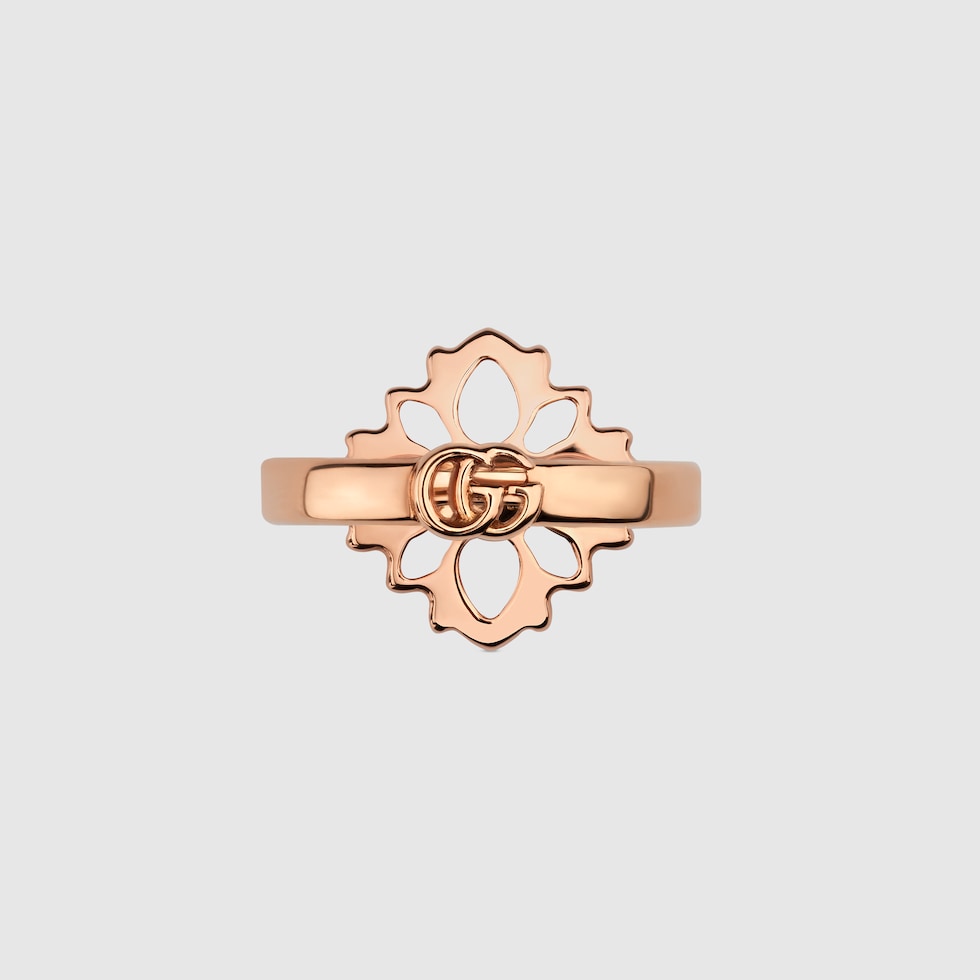 24-25AW 新作 グッチ フローラ 18K ダイヤモンド リング ローズ Gucci Flora 18k diamond ring in 18k rose gold | GUCCI® US
