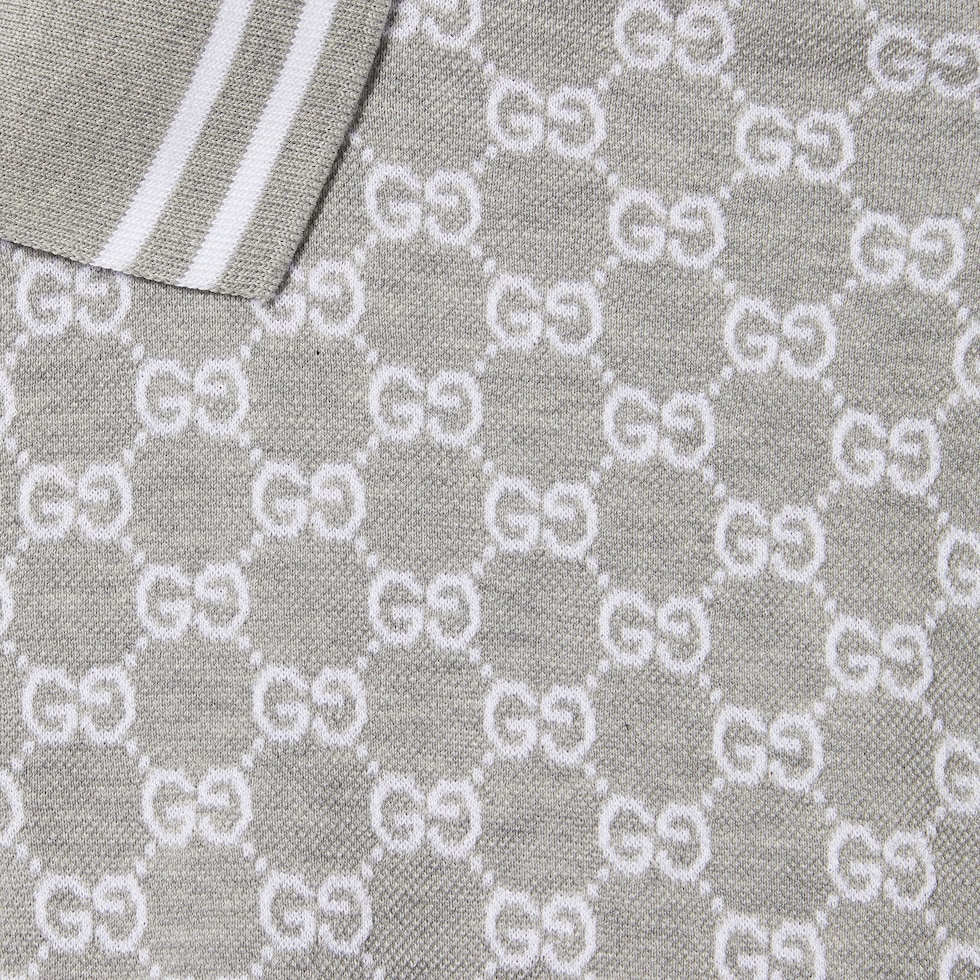 happylifeGUCCI GGウール GG cotton piquet polo shirt in grey and white | GUCCI® US