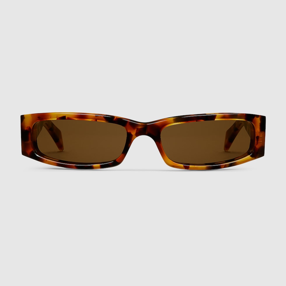 Gucci Minimal Logo Acetate Rectangular Sunglasses | Coggles