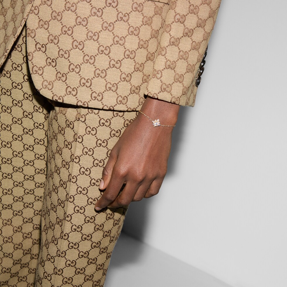 グッチ フローラ〕日本限定 18K ダイヤモンド チェーンブレスレット