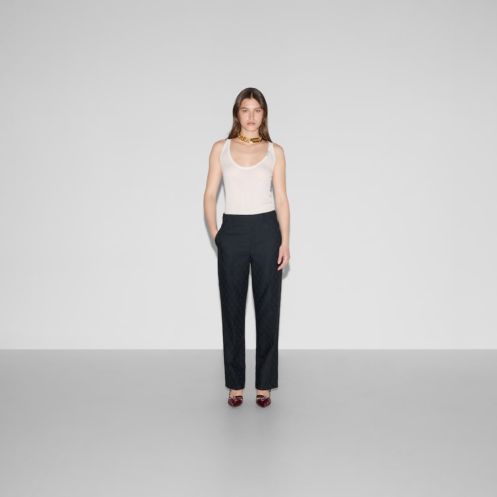 【関税込み】gucci Logo embroidery Wool pants Gucci logo-embroidered Wool Trousers | Grey | FARFETCH BH