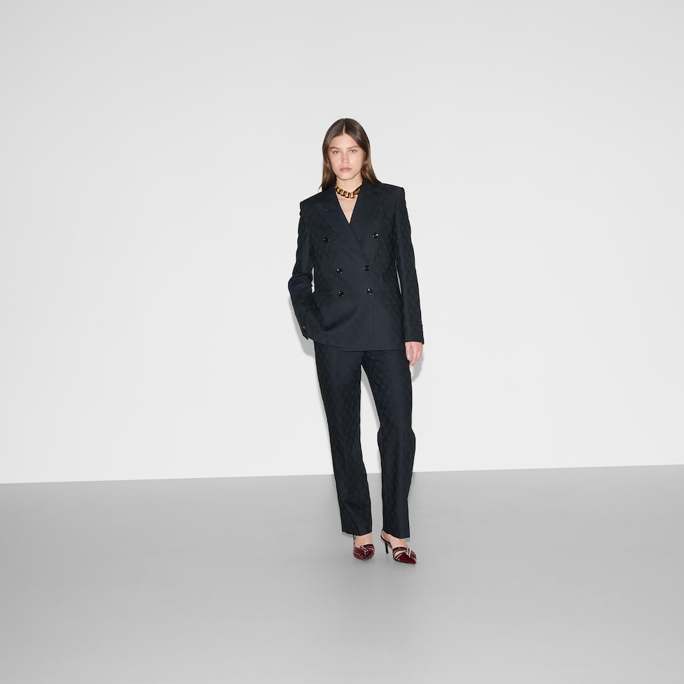 【関税&送料込】Gucci Double-Breasted Gg Wool Jacket Double-breasted GG wool jacket in black | GUCCI® US