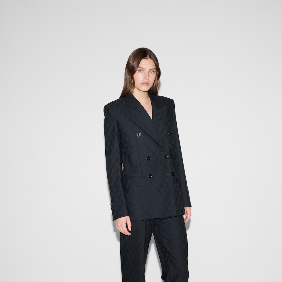 テーラードジャケット GUCCI DOUBLE-BREASTED CHECKED WOOL JACKET Gucci Double Breasted Check Blazer in Grey | LN-CC