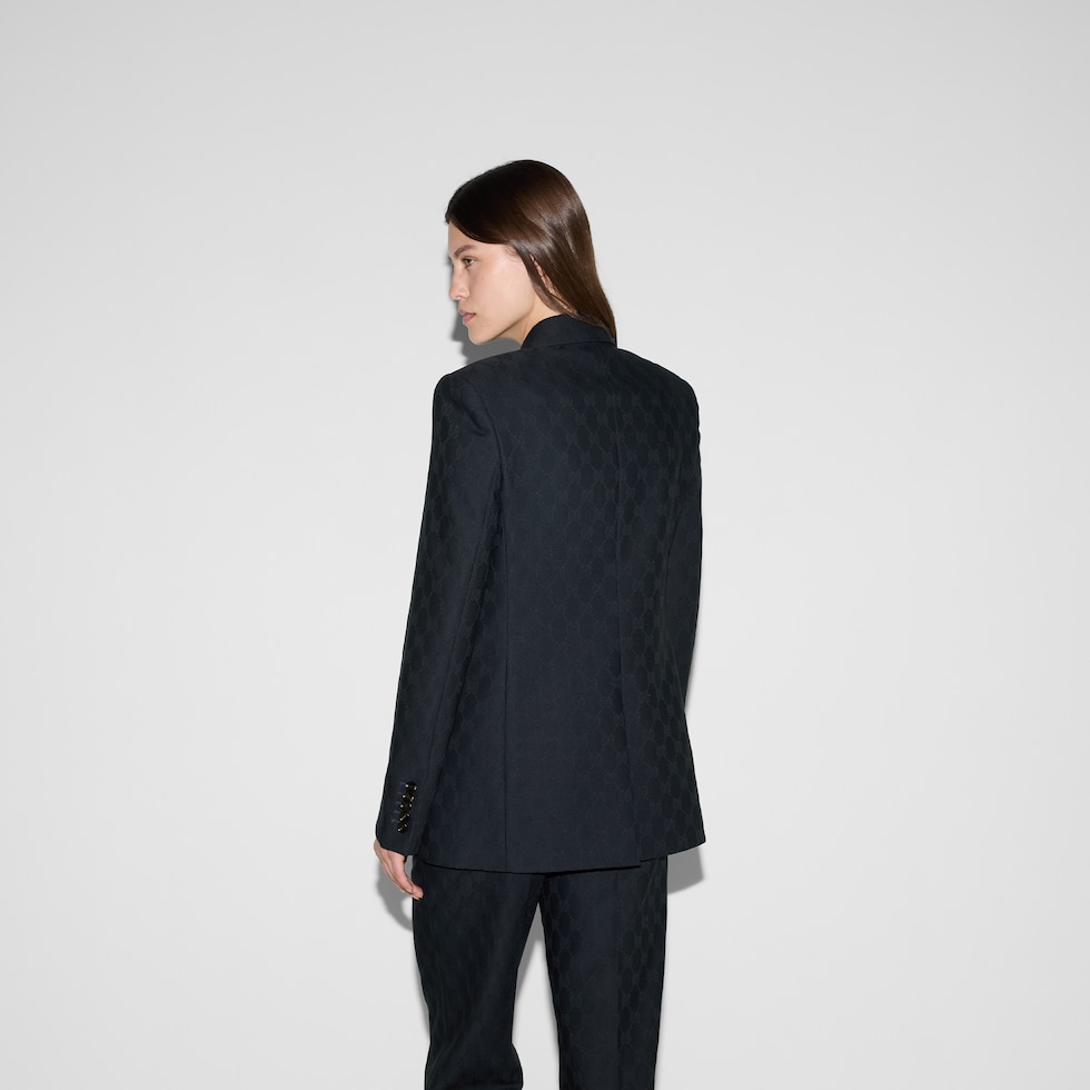24AW new/GUCCI ダブルGラメツイードジャケット Jacket Black GG embossed leather jacket in black | GUCCI® US