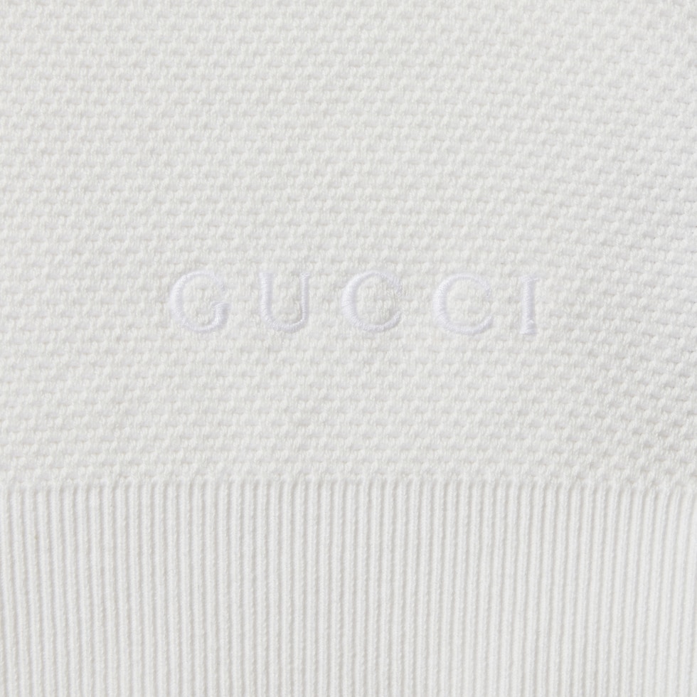 Cotton knit cardigan with Web in white | GUCCI® US