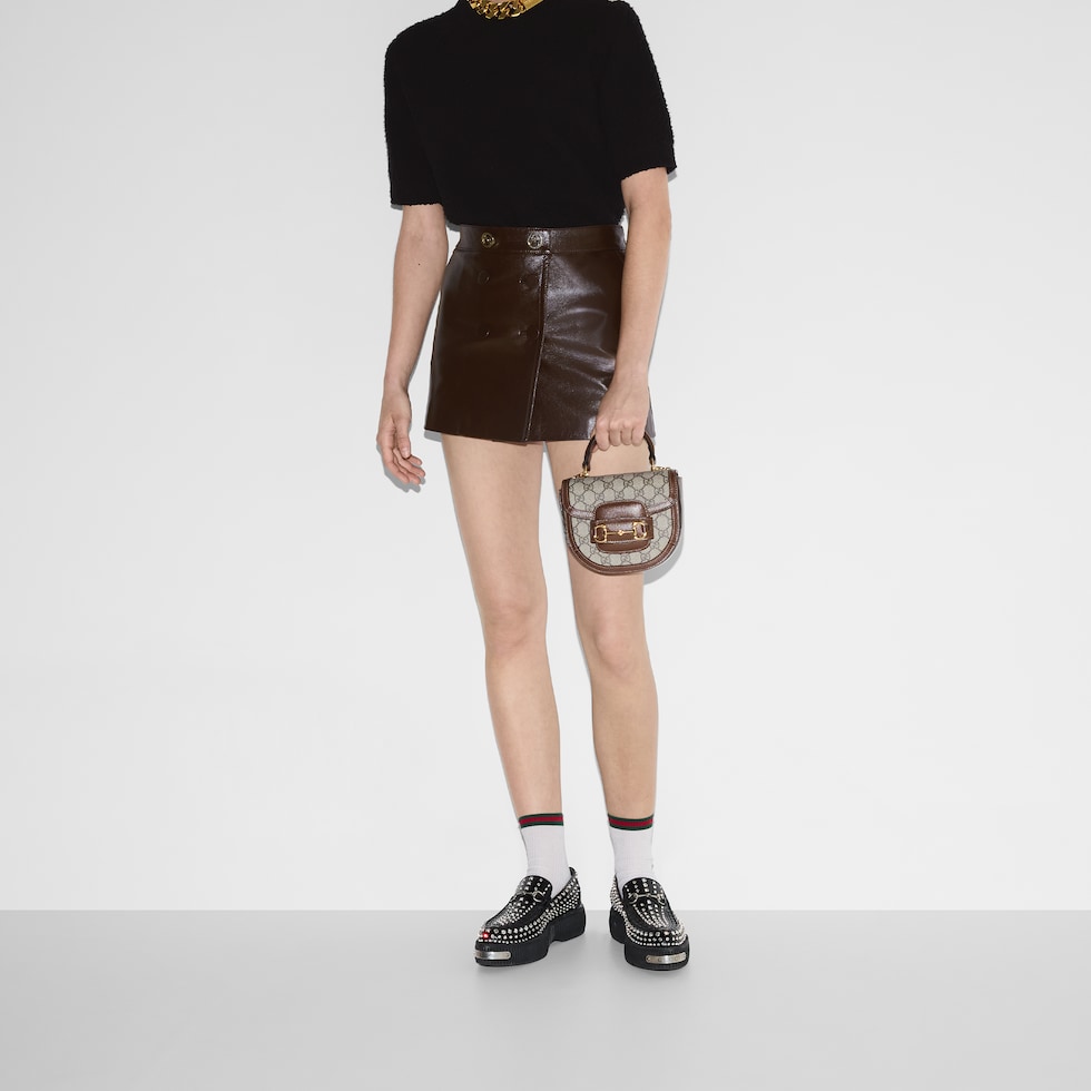 Gucci Horsebit 1955 mini top handle bag in beige and ebony Supreme GUCCI Canada