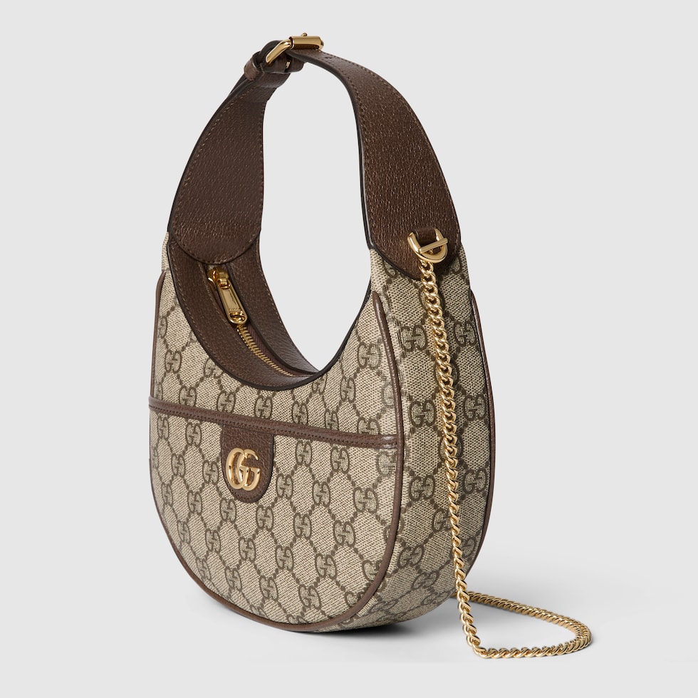 Ophidia small shoulder bag in beige and ebony GG Supreme