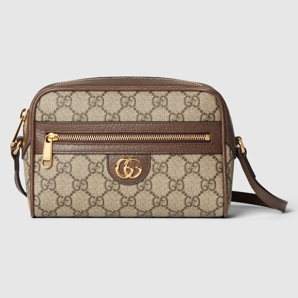 Ophidia mini shoulder bag in beige and ebony GG Supreme