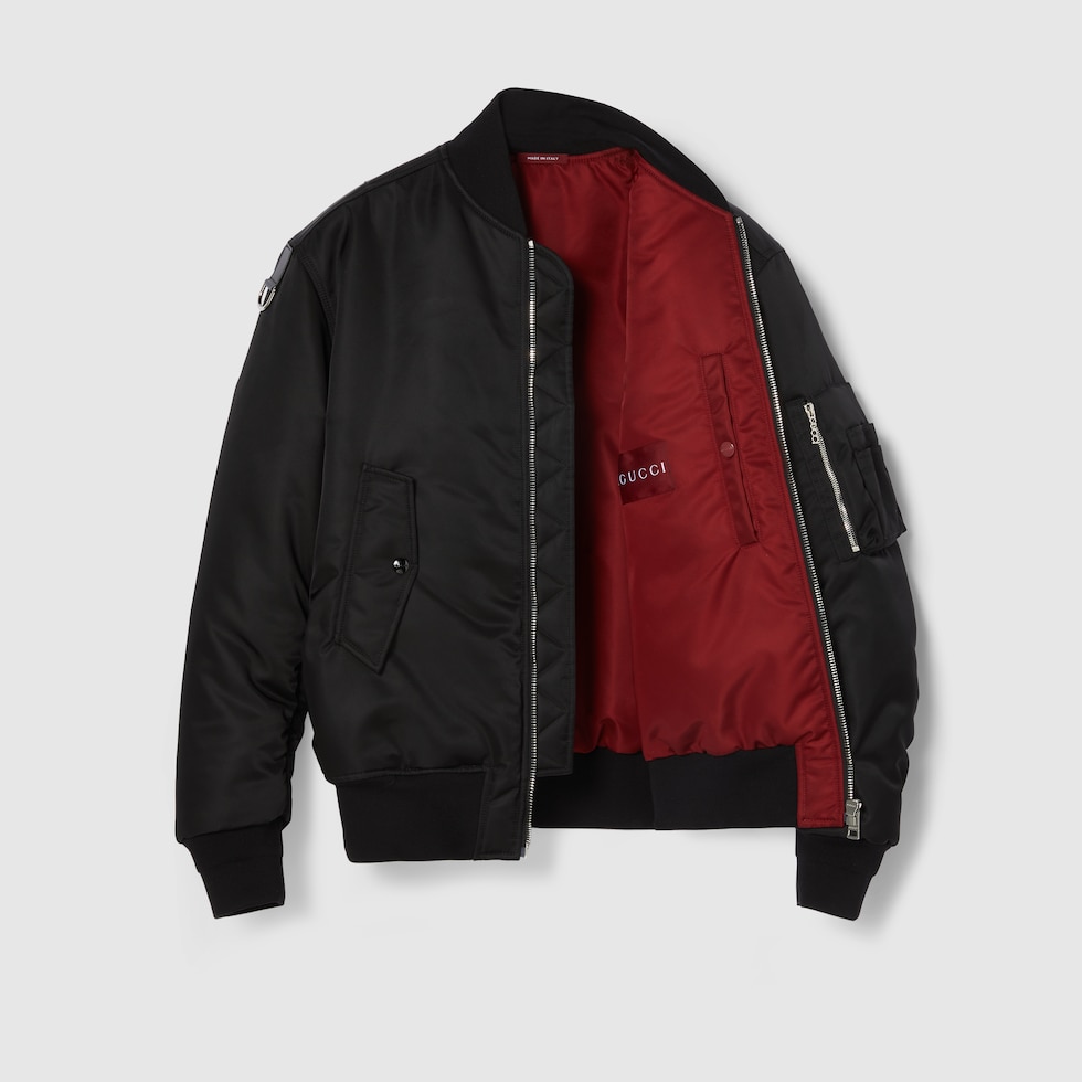 Chaqueta de aviador de sarga de nylon innegro GUCCI MX