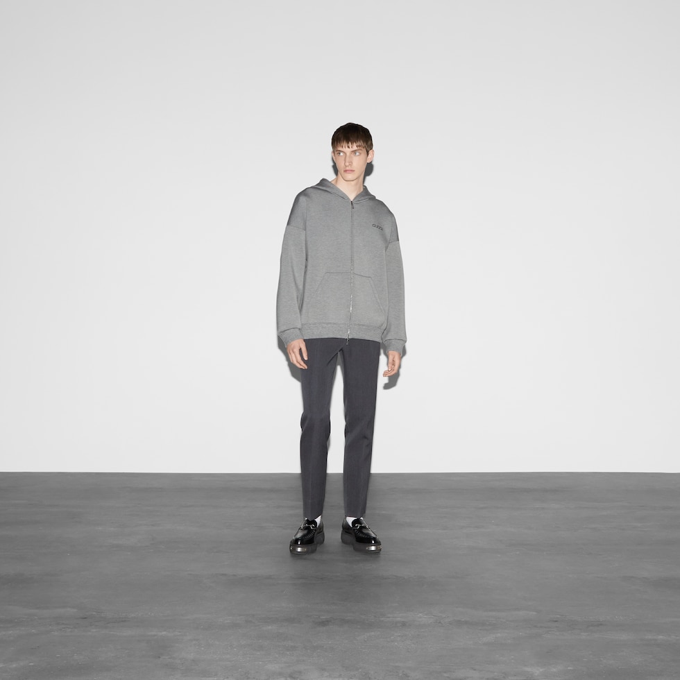 Viscose jersey sweatshirt with embroidery in grey | GUCCI® US