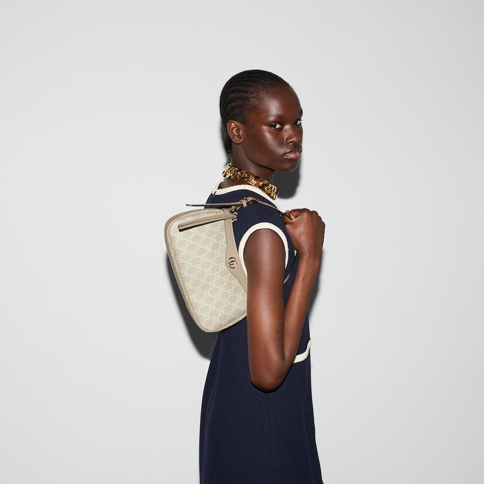 Ophidia small shoulder bag in beige and white GG Supreme