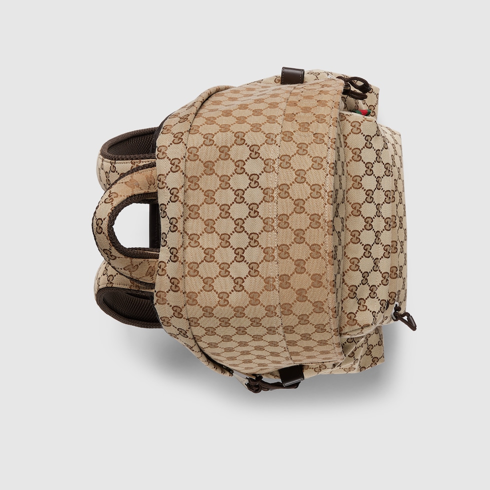 GUCCI ロゴ ミディアム バックパックベージュ＆ダークブラウン