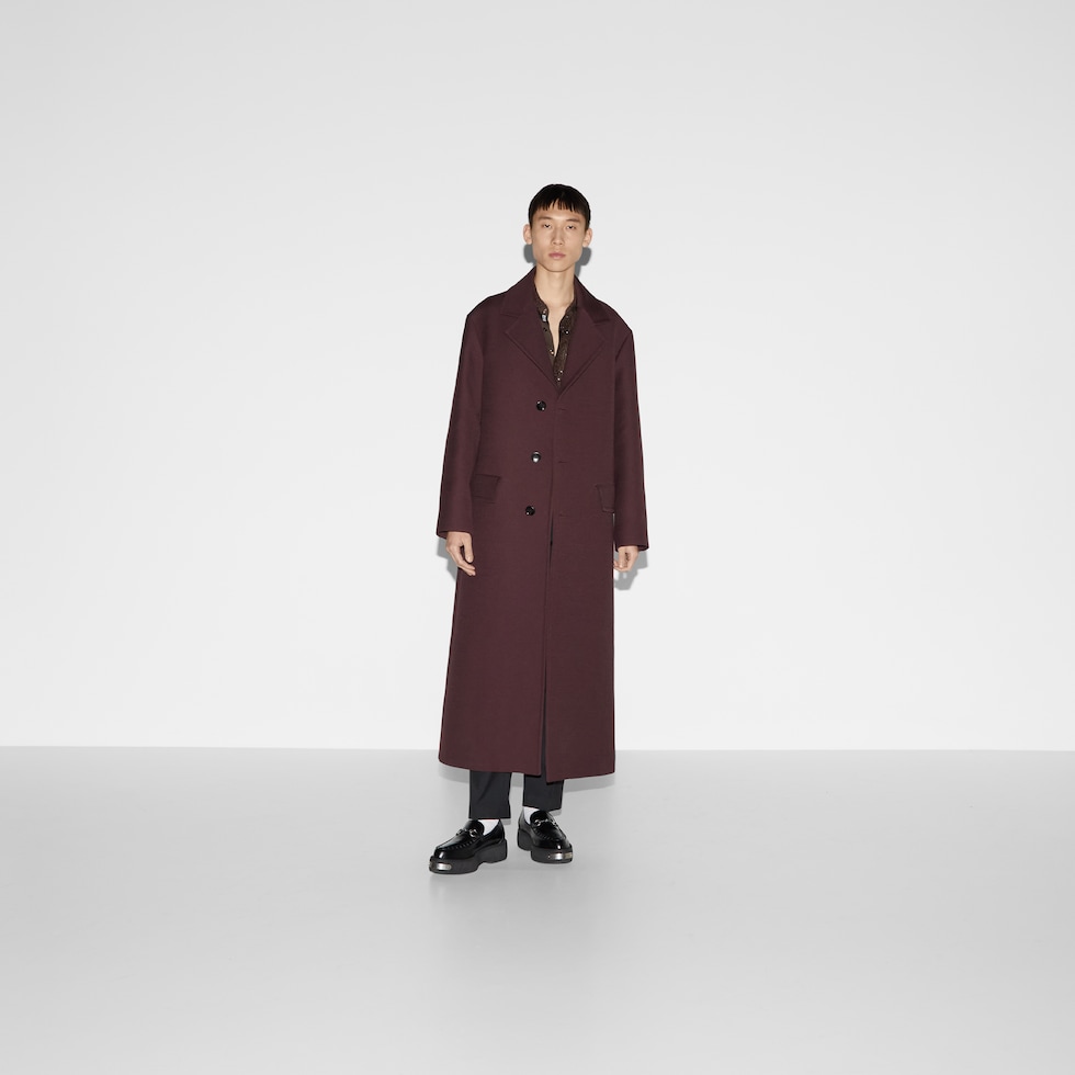 Technical wool coat in burgundy GUCCI GR