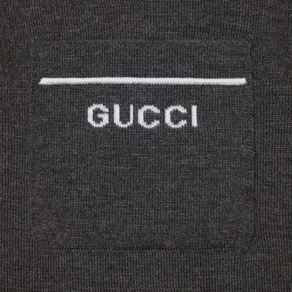 Gucci Knitted Polo Short-sleeved Top Blue Wool