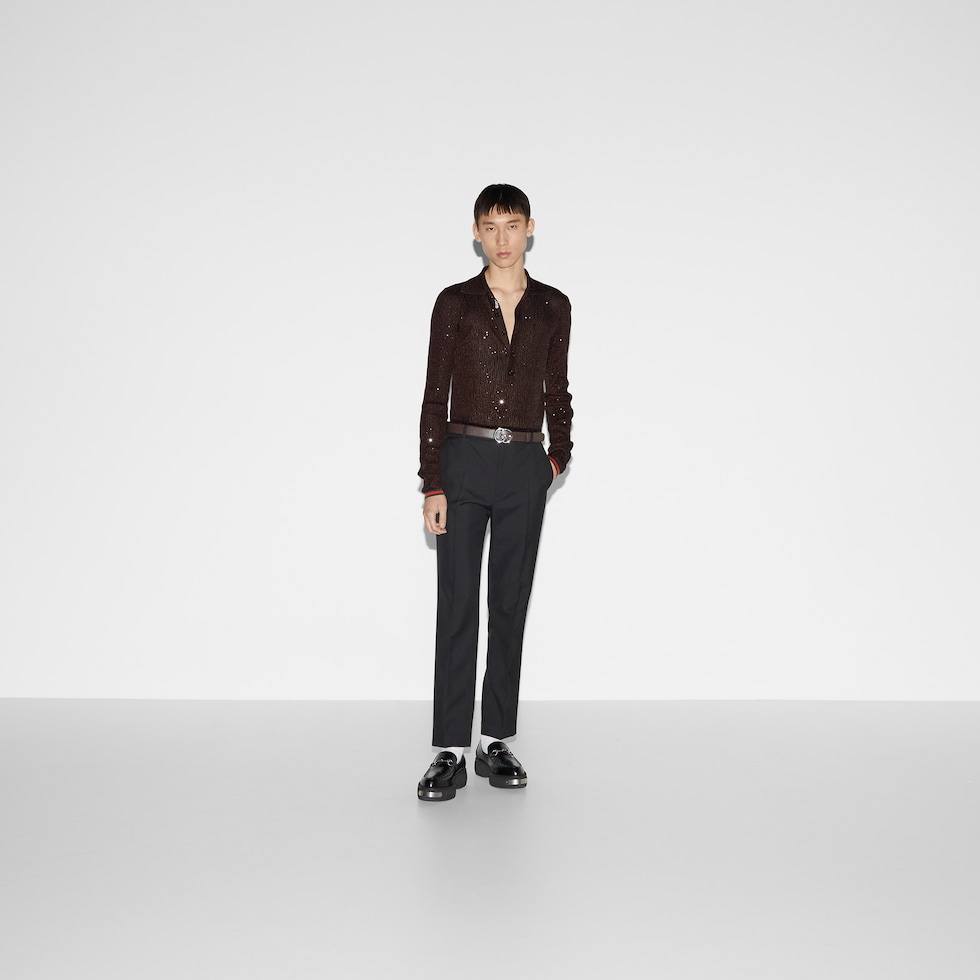Oxford cotton shirt with Web in white | GUCCI® US