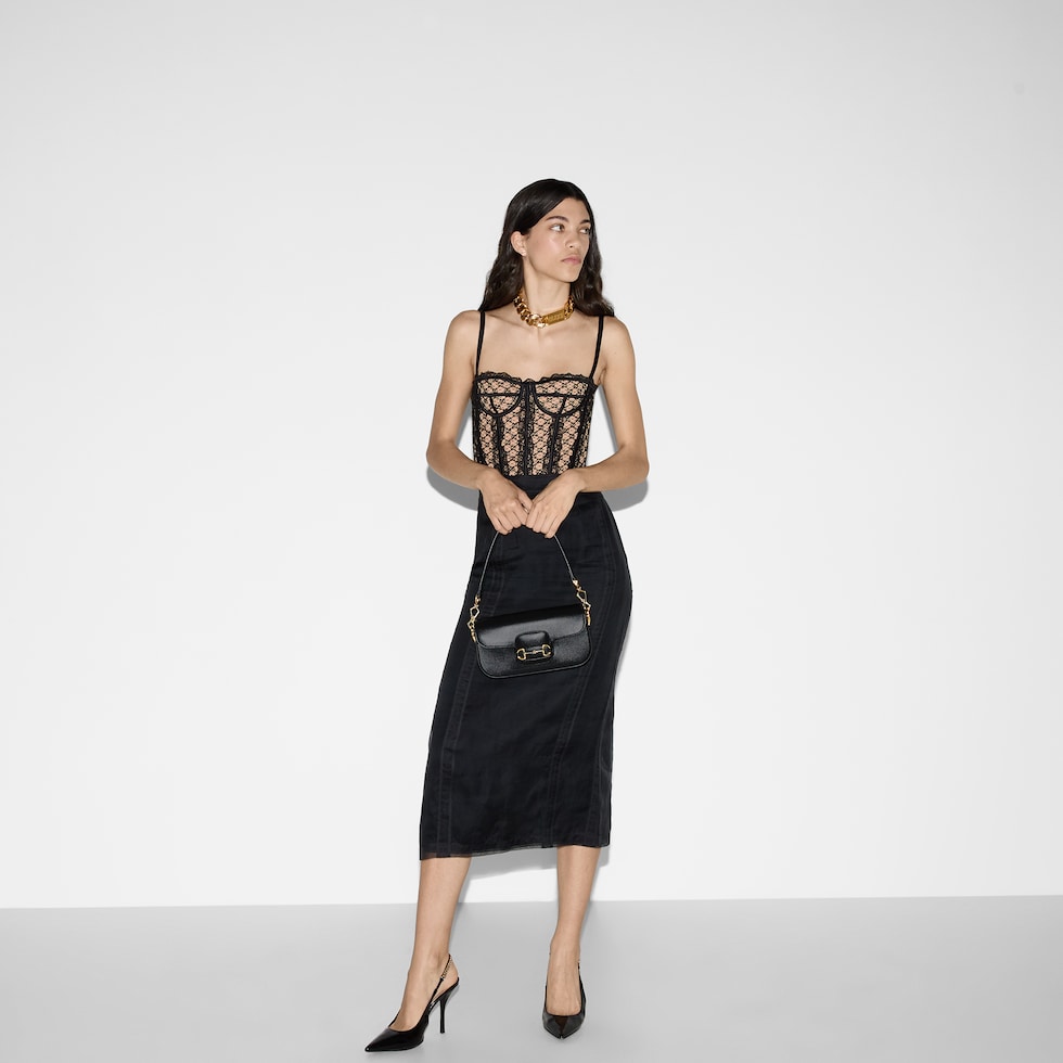 Gucci Horsebit 1955 small shoulder bag in black leather | GUCCI® US
