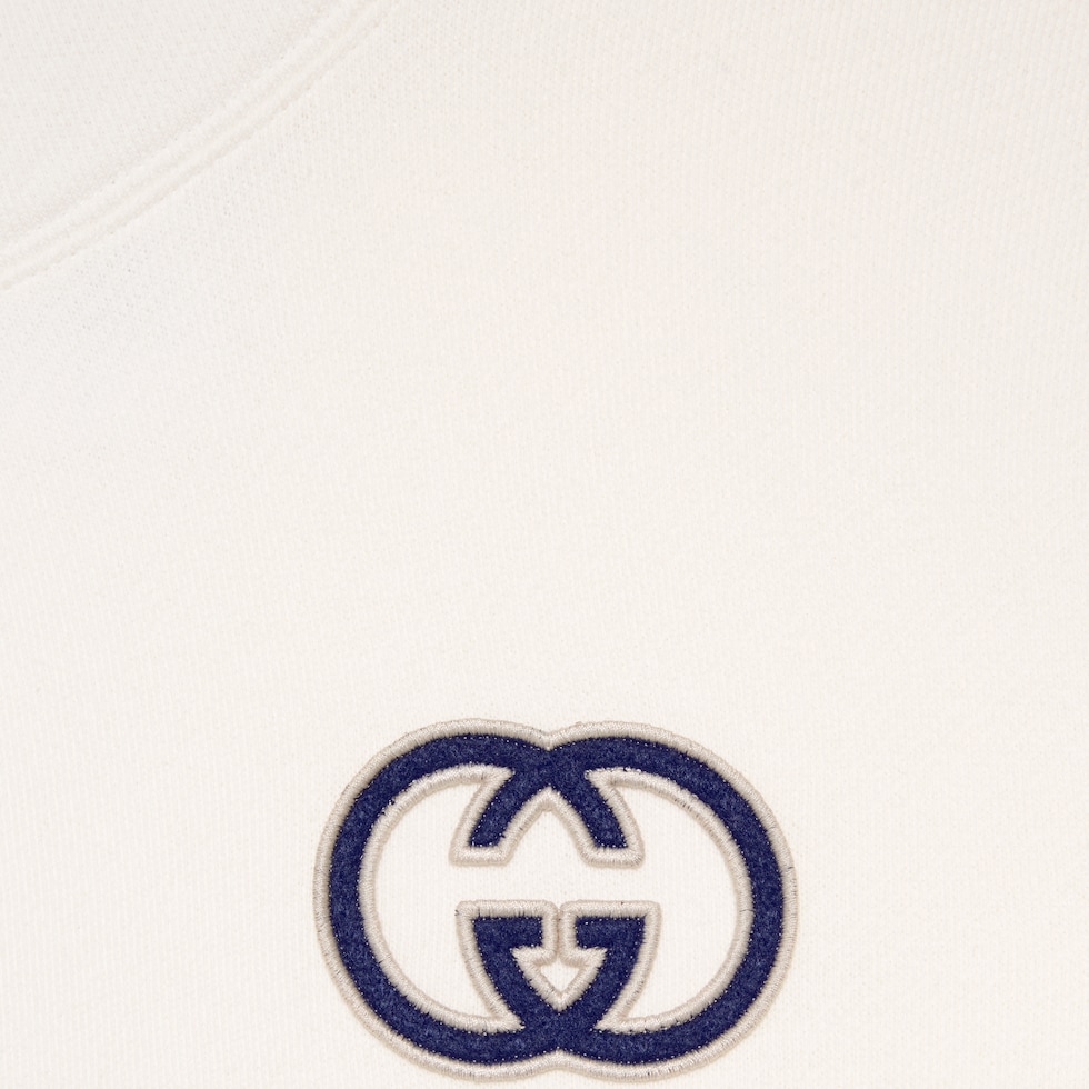 Cotton jersey hooded sweatshirt in off white | GUCCI® CA