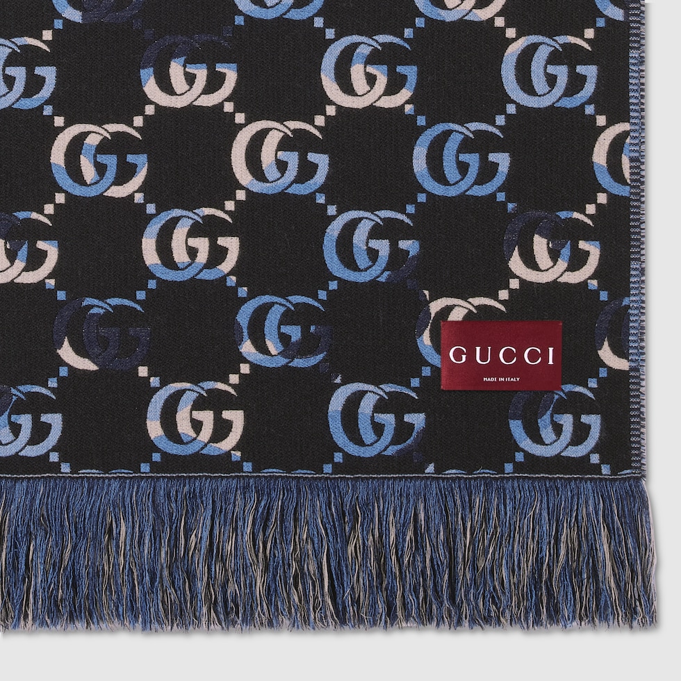 GUCCI GG グラデーション ウール ブランケット, ブルー